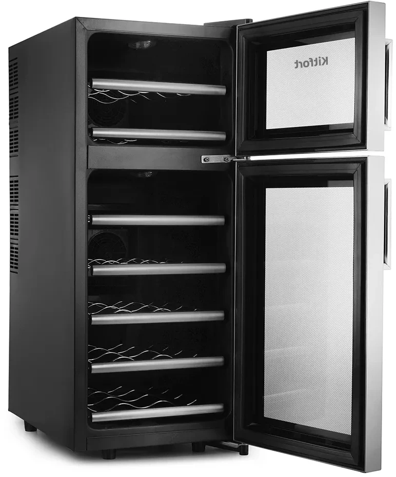 Винный шкаф Kitfort КТ-2407 2-хкамерн. черный мат.