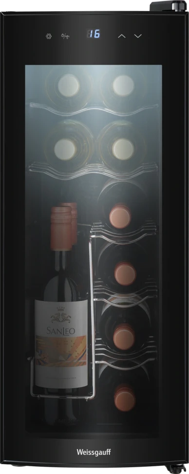 Винный шкаф Weissgauff WWC-12 Bottle 1-нокамерн. черный  