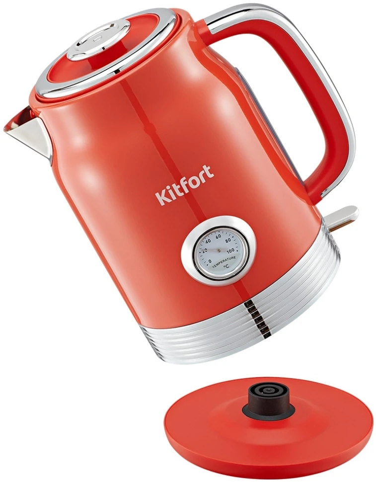 Чайник электрический Kitfort КТ-6791 1.7л. 2200Вт красный/серебристый корпус: металл/пластик