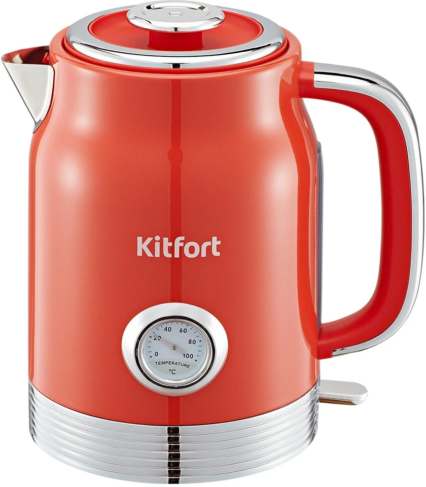 Чайник электрический Kitfort КТ-6791 1.7л. 2200Вт красный/серебристый корпус: металл/пластик