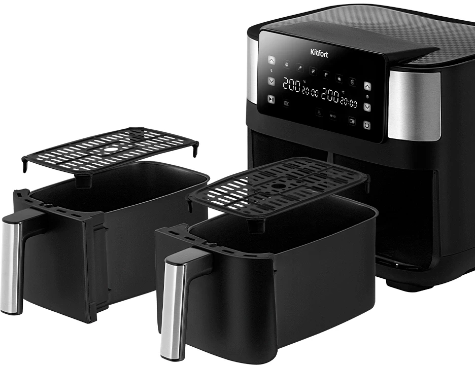 Аэрогриль Kitfort КТ-2259 7.6л 2850Вт черный/серебристый  