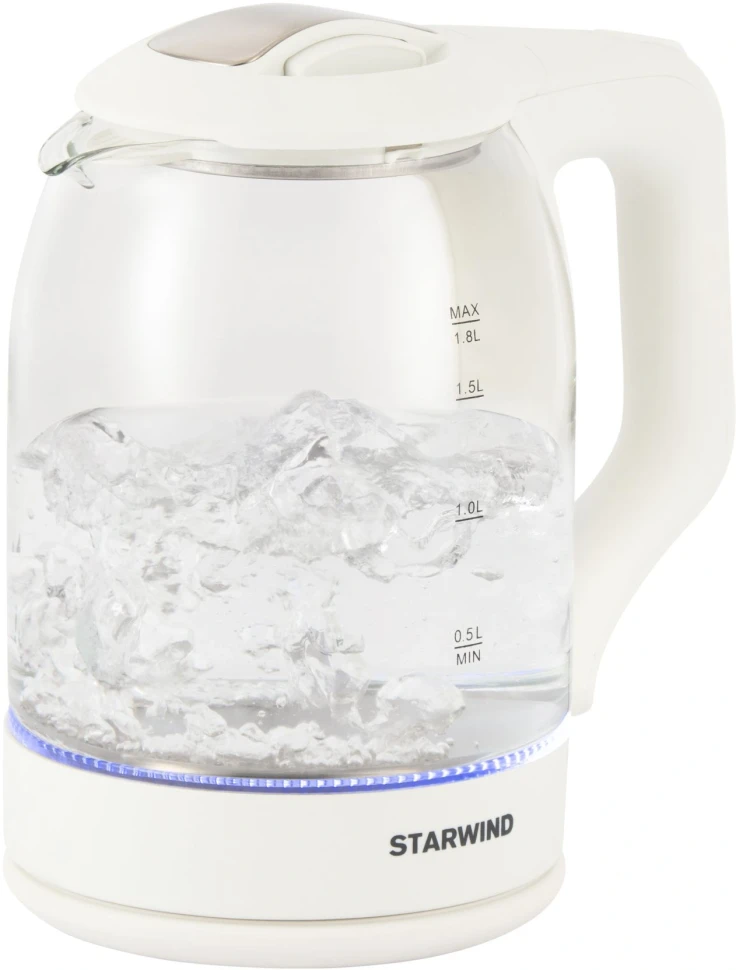 Чайник электрический Starwind SKG1056 1.8л. 2000Вт белый/прозрачный корпус: стекло  