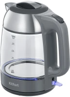 Чайник электрический Kitfort КТ-6762 3л. 2000Вт серый/серебристый корпус: стекло/металл/пластик