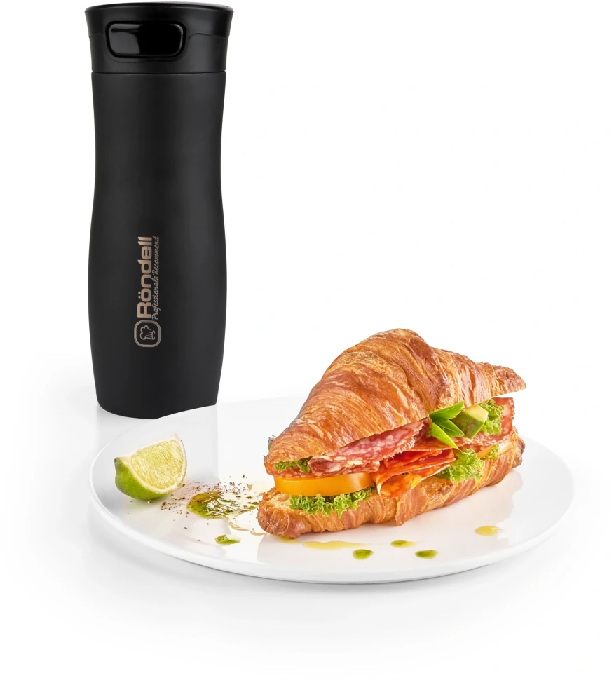 Термокружка для напитков Rondell Tezoro RDS-836 0.4л. черный картонная коробка  