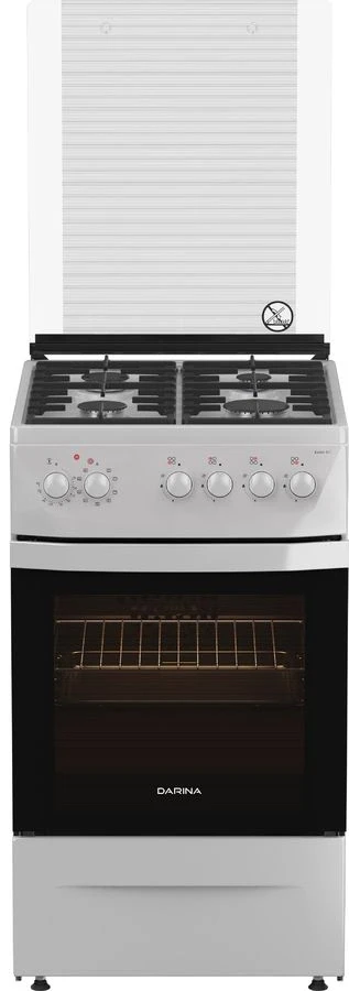 Плита Комбинированная Darina 1D1 КМ 241 311 W белый/черный (стеклянная крышка) реш.чугун