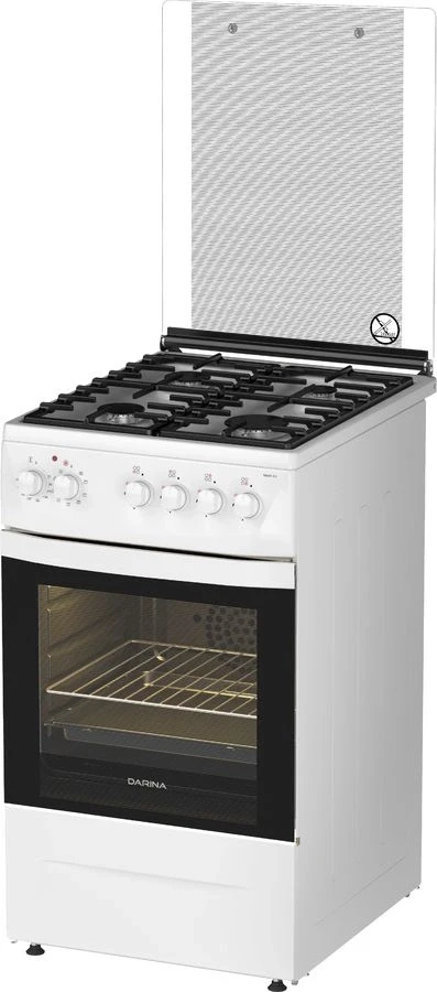 Плита Комбинированная Darina 1D1 КМ 241 311 W белый/черный (стеклянная крышка) реш.чугун