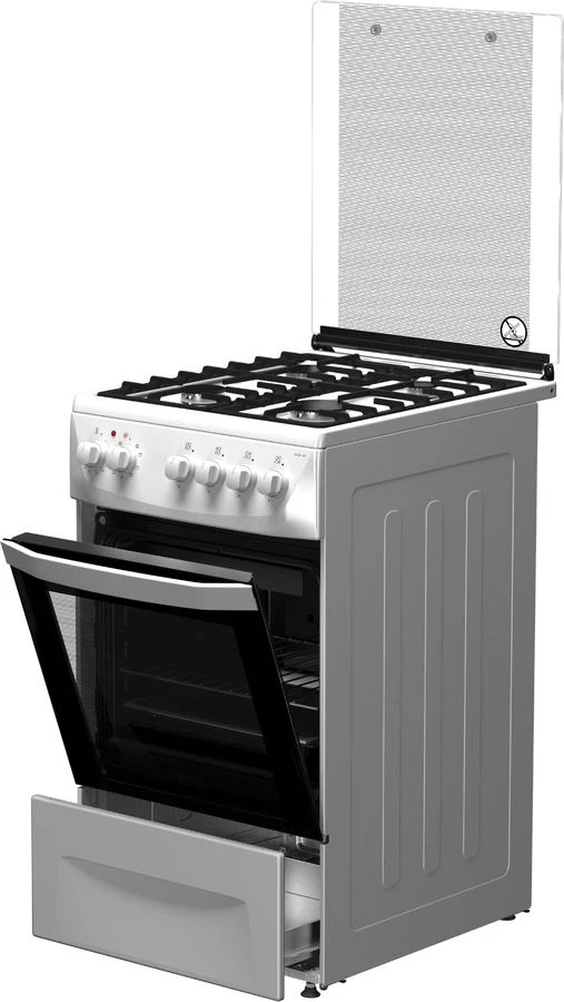 Плита Комбинированная Darina 1D1 КМ 241 311 W белый/черный (стеклянная крышка) реш.чугун