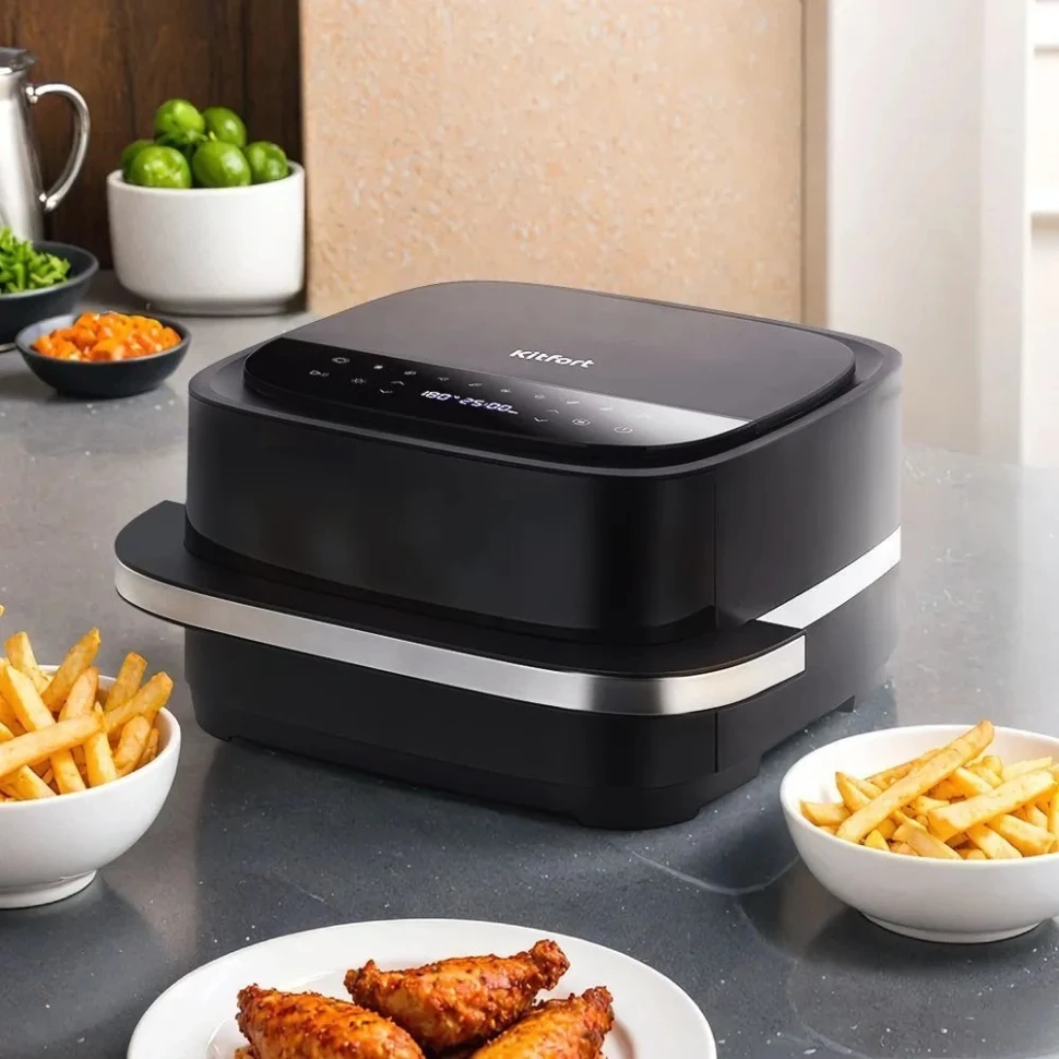 Аэрогриль Kitfort КТ-2289 4л 2200Вт черный/серебристый