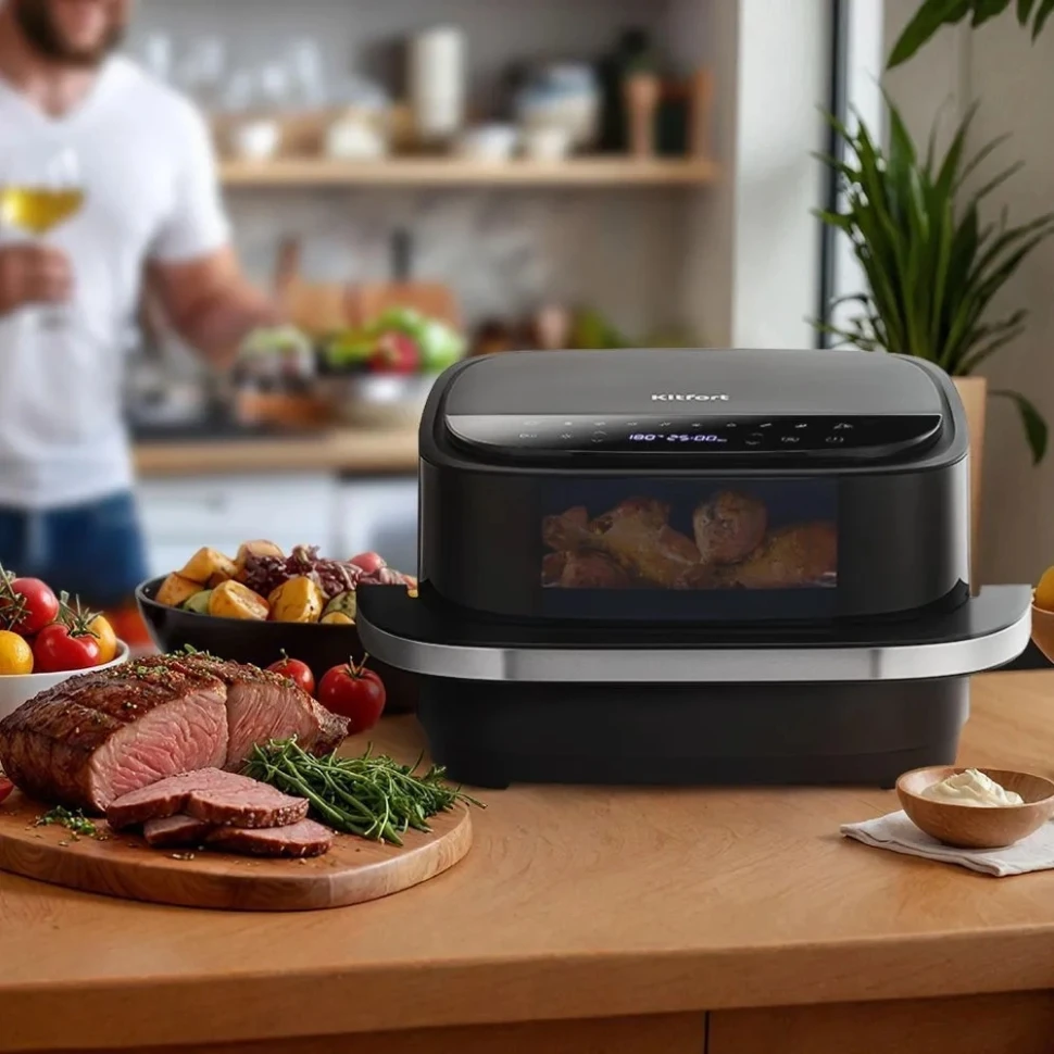 Аэрогриль Kitfort КТ-2289 4л 2200Вт черный/серебристый