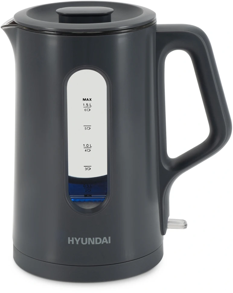 Чайник электрический Hyundai HYK-G4508 1.5л. 1700Вт серый/прозрачный корпус: стекло  