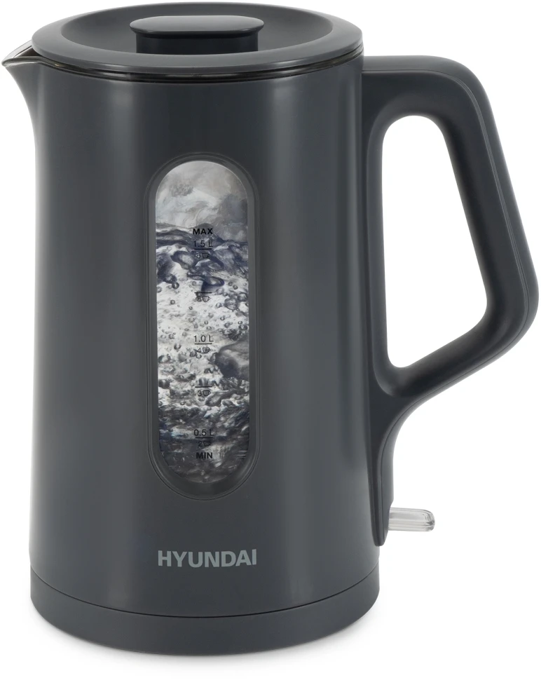 Чайник электрический Hyundai HYK-G4508 1.5л. 1700Вт серый/прозрачный корпус: стекло  