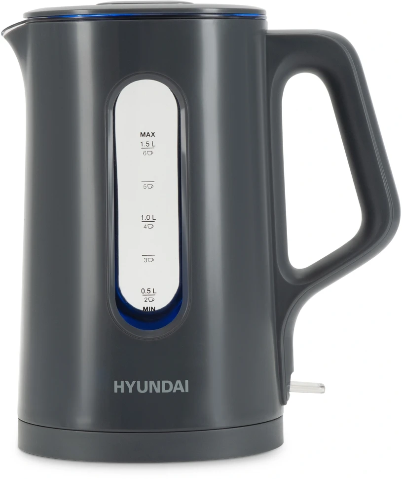 Чайник электрический Hyundai HYK-G4508 1.5л. 1700Вт серый/прозрачный корпус: стекло  