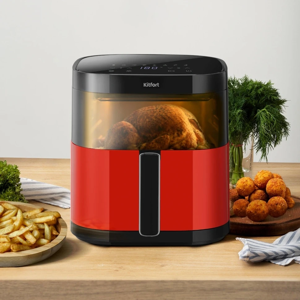 Аэрогриль Kitfort КТ-2291 5.7л 1700Вт красный/черный  