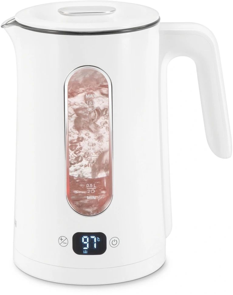 Чайник электрический Hyundai HYK-G5510 1.5л. 2200Вт белый/прозрачный корпус: стекло  