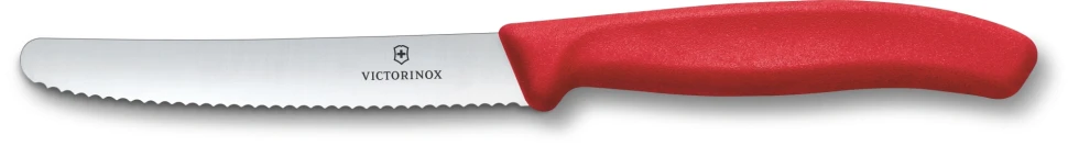 Нож кухонный Victorinox Swiss Classic (6.7831.C1) стальной столовый для овощей лезв.110мм серрейт. заточка красный  