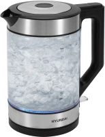 Чайник электрический Hyundai HYK-G3509 1.7л. 2200Вт черный/прозрачный корпус: стекло/пластик