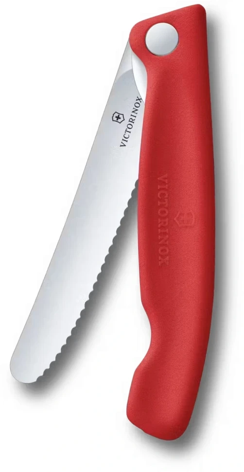 Нож кухонный Victorinox Swiss Classic 6.7831.FC1 стальной столовый лезв.110мм серрейт. заточка красный карт.коробка