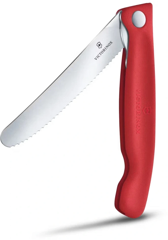 Нож кухонный Victorinox Swiss Classic 6.7831.FC1 стальной столовый лезв.110мм серрейт. заточка красный карт.коробка