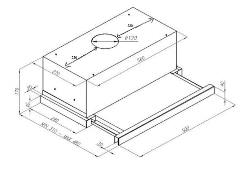 Вытяжка встраиваемая Maunfeld VS Light Glass 60 черный/стекло черное управление: кулисные переключатели (1 мотор)  