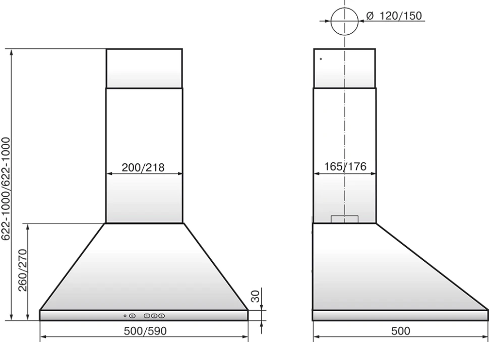 Вытяжка каминная Elikor Вента 60П-650-К3Д черный управление: кнопочное (1 мотор)  