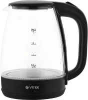 Чайник электрический Vitek VT-7004 1.8л. 1850Вт прозрачный/черный корпус: стекло/пластик