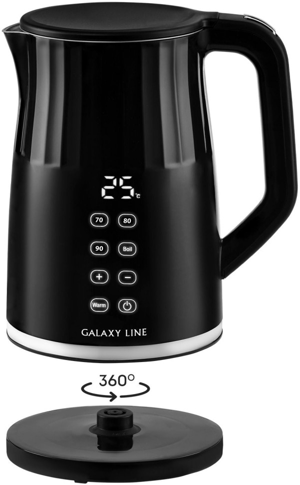 Чайник электрический Galaxy Line GL 0337 1.7л. 2200Вт черный корпус: металл/пластик (ГЛ0337Л)  