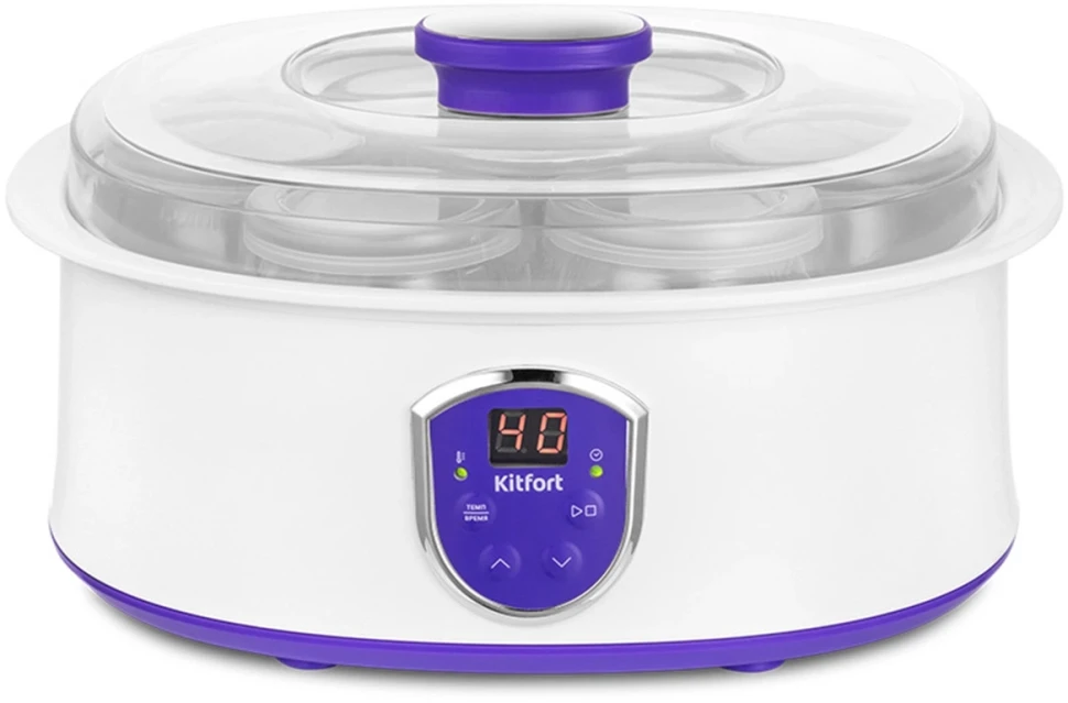 Йогуртница Kitfort КТ-2088-1 20Вт 7б. 180мл упр.:электрон. белый/фиолетовый  