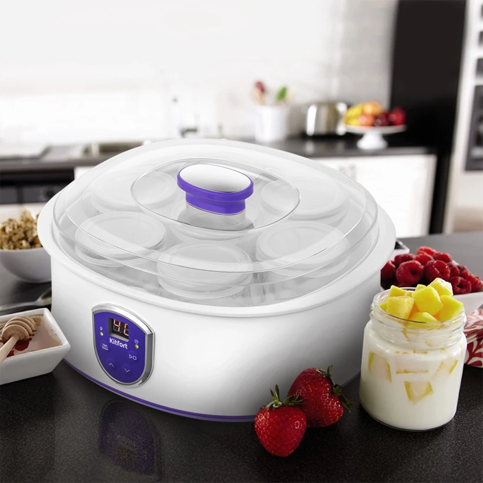Йогуртница Kitfort КТ-2088-1 20Вт 7б. 180мл упр.:электрон. белый/фиолетовый  