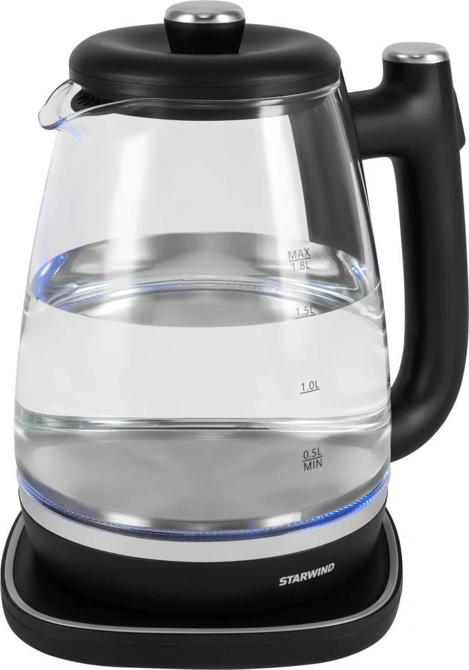 Чайник электрический Starwind SKG4041 1.8л. 1800Вт черный корпус: стекло  