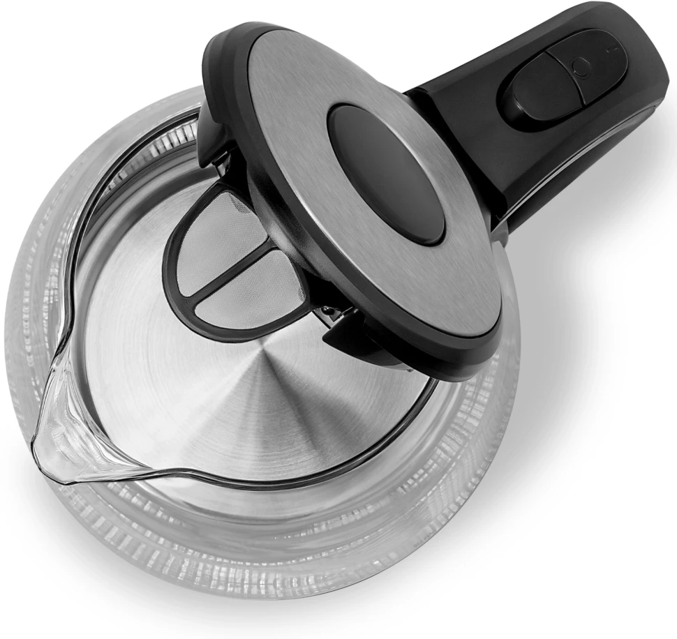 Чайник электрический Vitek VT-7008 1.7л. 2200Вт прозрачный/черный корпус: стекло/пластик  