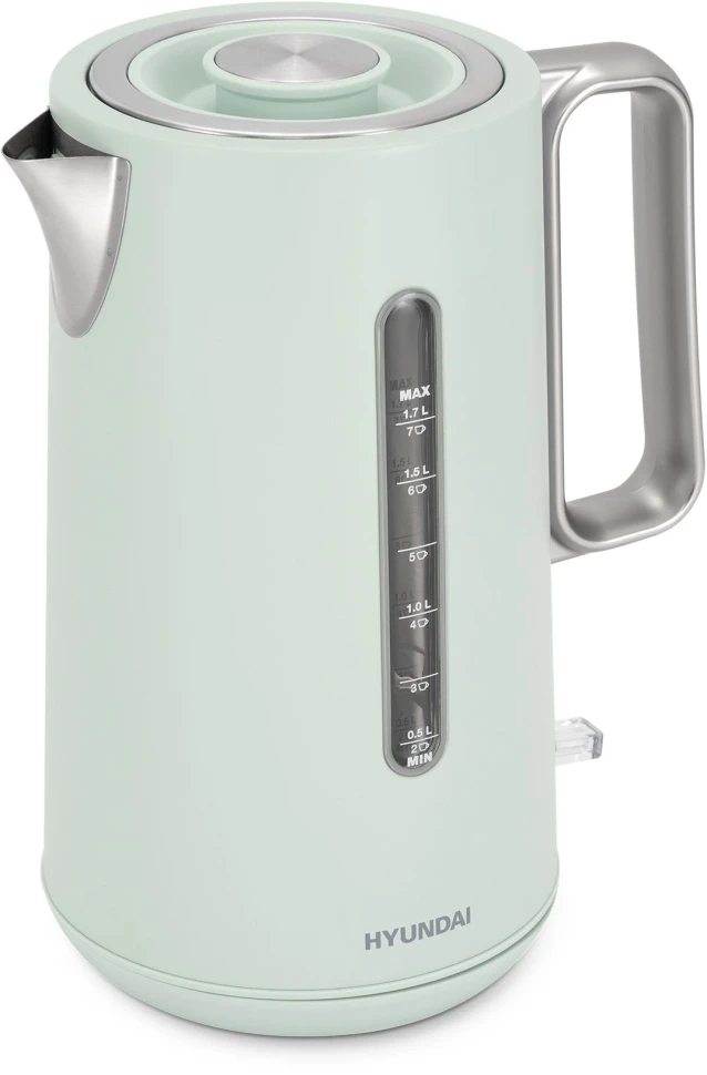 Чайник электрический Hyundai HYK-S9999 1.7л. 2200Вт светло-зеленый/серебристый корпус: металл  