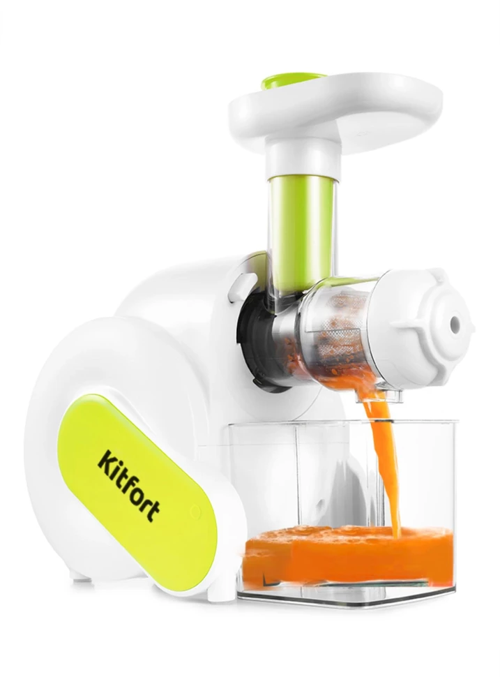 Соковыжималка шнековая Kitfort KT-1110-1 150Вт белый/зеленый