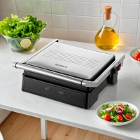 Электрогриль Kitfort КТ-3664 2000Вт серебристый/черный