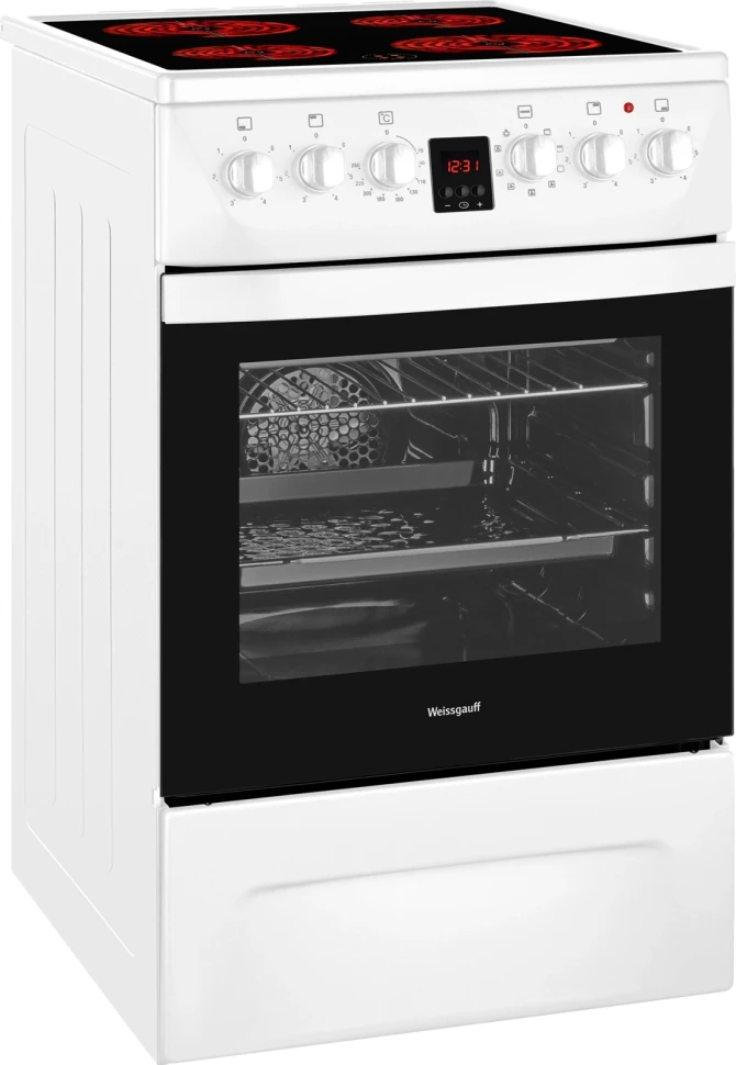 Плита Электрическая Weissgauff WES 2V16 WE Premium Line белый стеклокерамика (без крышки)  