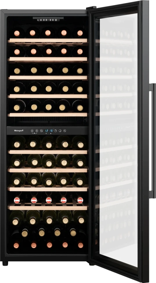 Винный шкаф Weissgauff WWC-77 DB DualZone 1-нокамерн. черный  