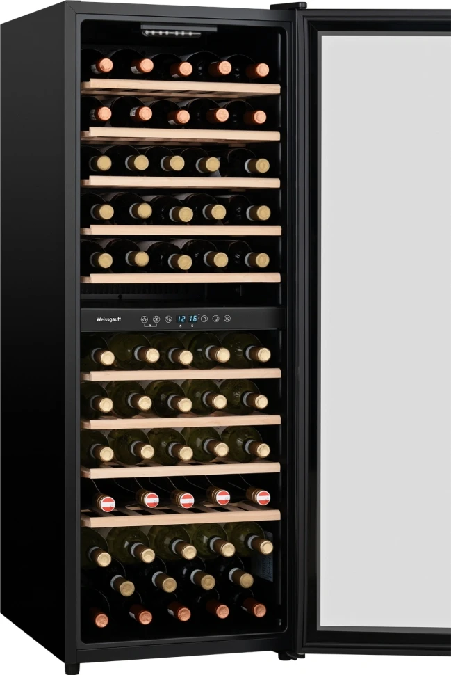 Винный шкаф Weissgauff WWC-77 DB DualZone 1-нокамерн. черный  
