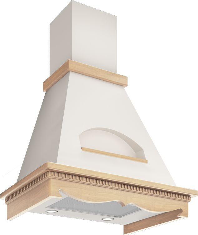 Вытяжка каминная Elikor Бельведер 90П-650-П3Д бежевый/дуб неокрашенный управление: ползунковое (1 мотор)  