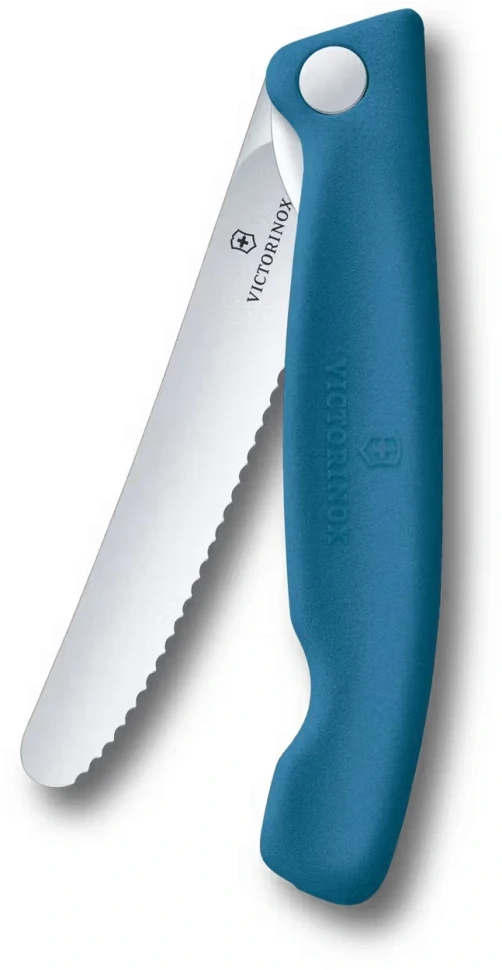 Нож кухонный Victorinox Swiss Classic 6.7832.FC1 стальной столовый лезв.110мм серрейт. заточка синий карт.коробка