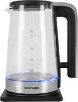 Чайник электрический Starwind SKG4043 2.2л. 1800Вт черный/серебристый корпус: стекло