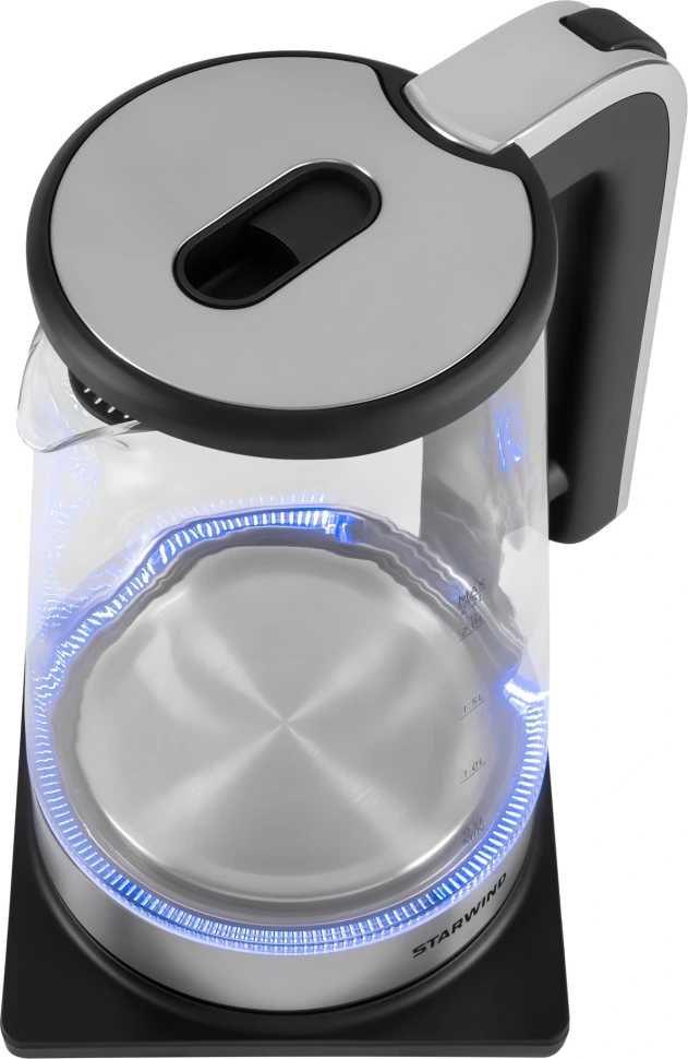 Чайник электрический Starwind SKG4043 2.2л. 1800Вт черный/серебристый корпус: стекло  