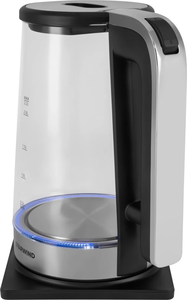 Чайник электрический Starwind SKG4043 2.2л. 1800Вт черный/серебристый корпус: стекло  