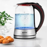Чайник электрический Vitek VT-7009 1.7л. 2200Вт прозрачный корпус: стекло