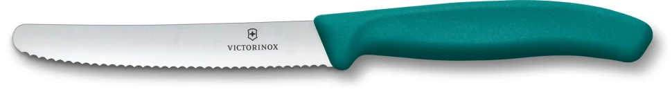 Нож кухонный Victorinox Swiss Classic (6.7834.C1) стальной столовый для овощей лезв.110мм серрейт. заточка зеленый  